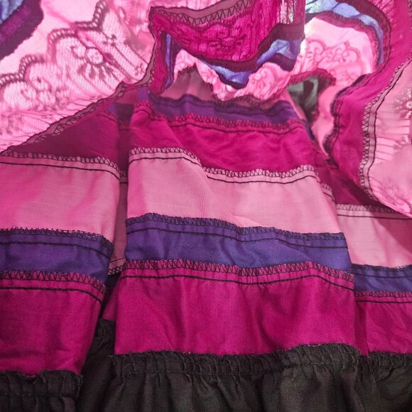 Prairie Shirt Skirt Set Medium Lace Trim Ruffle Tier Circle Dance Square Western - Picture 10 of 11